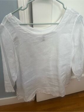 Classic Italian White Linen Women's Top
